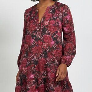 Time and Tru Long Sleeve V-Neck Dress-Size XXL-Elastic Cuff Sleeves-Front Button